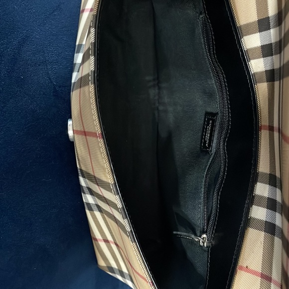 EUC Burberry check and leather top handle bag - Picture 4 of 4